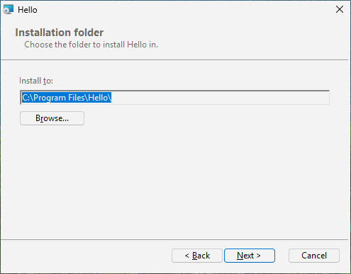 The install folder, changeable
